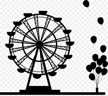 Ferris wheel Silhouette Drawing - Black balloon Ferris wheel 