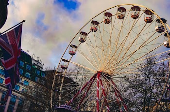 Ferris Wheel Under White Clouds