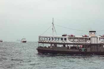 Ferry On Choppy Water
