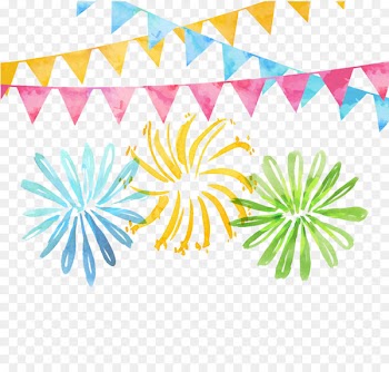 Festa Junina Watercolor painting Icon - Watercolor flag and flowers 