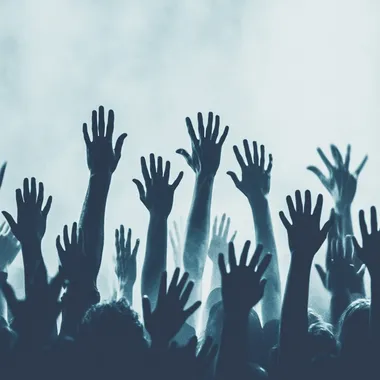 Free: Festival crowd with hands raised, vibrant LED stage visuals, ad ...