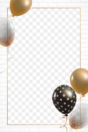 Festive balloons brick frame png in transparent background