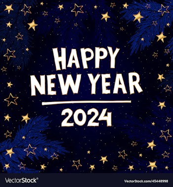 festive blue banner happy new year 2024