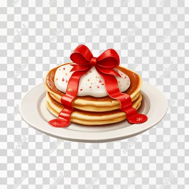 Festive Christmas Pancakes with a Cute Bow on Top