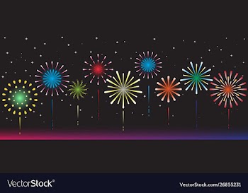 Festive fireworks at night scene for celebration vector image