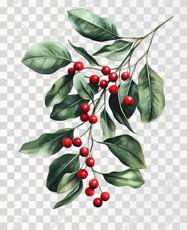 Festive Mistletoe with Red Berries