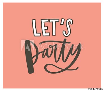 Festive postcard or Birthday celebratory party invitation template with Let's Party phrase written with stylish calligraphic font