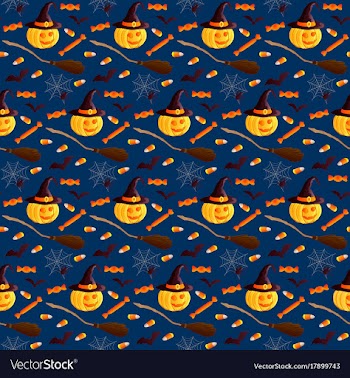 Festive seamless pattern halloween characters vector image