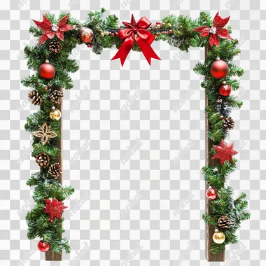 Festive Wooden Arch with Christmas Decor and Star