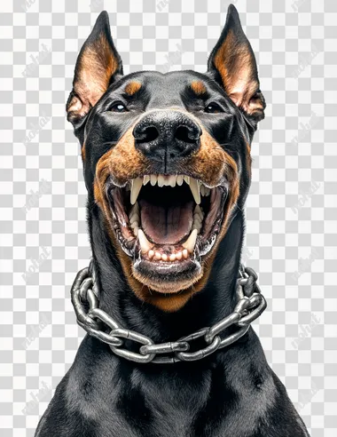 Fierce Doberman: Detailed Portrait with Chain