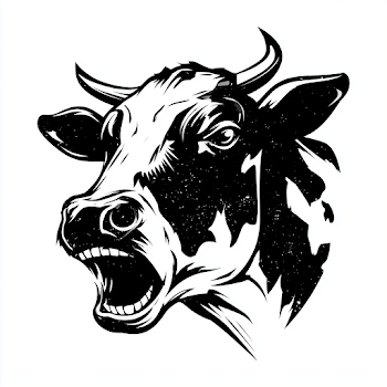 Fierce Holstein Cow Head Illustration