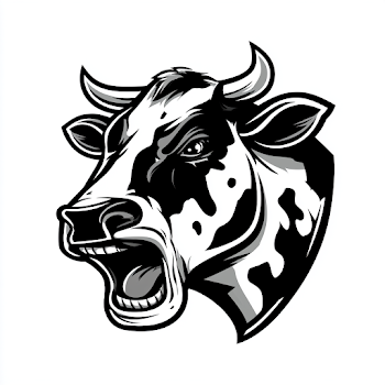 Fierce Holstein Cow Head Roaring - Bold Illustration