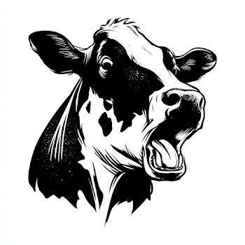 Fierce Holstein Cow Roaring Silhouette