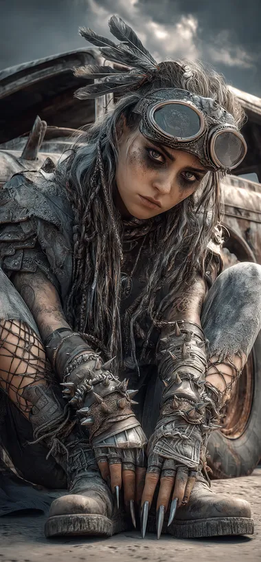 Fierce Post-Apocalyptic Warrior Woman in Desert Wasteland Fierce Post-Apocalyptic Warrior Woman in Desert Wasteland