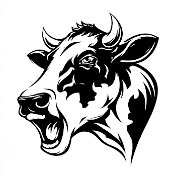 Fierce Roaring Holstein Cow Silhouette