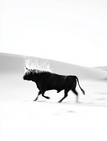 Fiery Bull in a White Desert