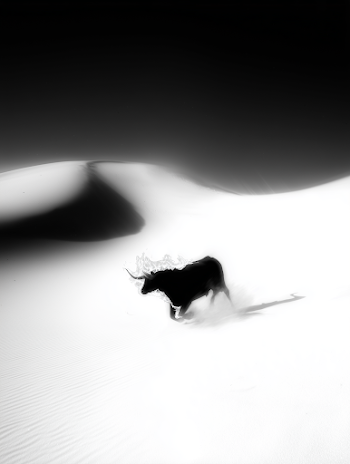 Fiery Bull in a White Desert