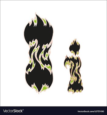 Fiery font black and green letter I on white vector image
