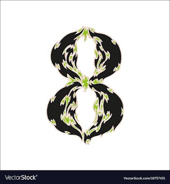 Fiery font black and green number 8 on white vector image
