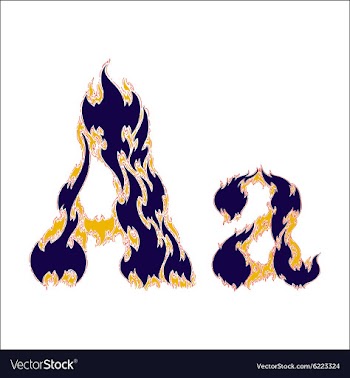 Fiery font blue letter A on a white background vector image