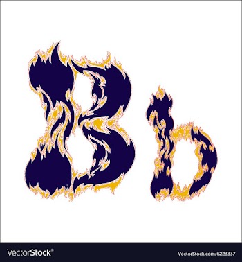 Fiery font blue letter B on a white background vector image