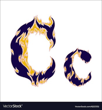 Fiery font blue letter C on a white background vector image