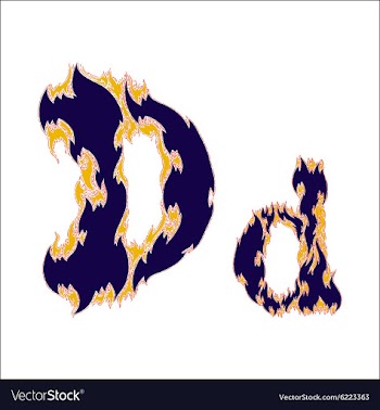 Fiery font blue letter D on a white background vector image