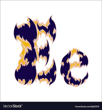 Fiery font blue letter E on a white background vector image