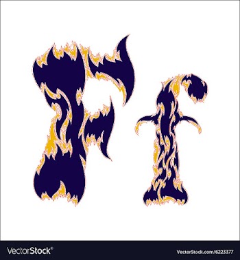 Fiery font blue letter F on a white background vector image