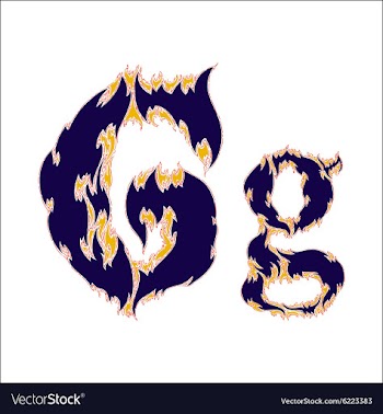 Fiery font blue letter G on a white background vector image