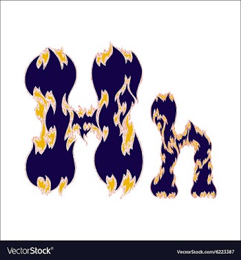 Fiery font blue letter H on a white background vector image