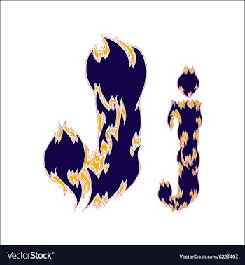 Fiery font blue letter J on a white background vector image