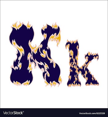 Fiery font blue letter K on a white background vector image