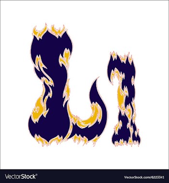Fiery font blue letter L on a white background vector image