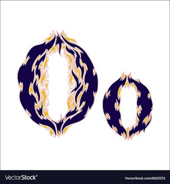 Fiery font blue letter O on a white background vector image
