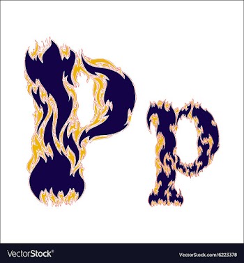 Fiery font blue letter P on a white background vector image