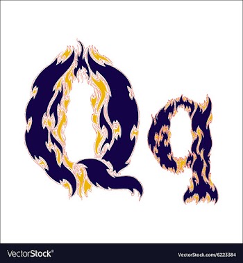 Fiery font blue letter Q on a white background vector image