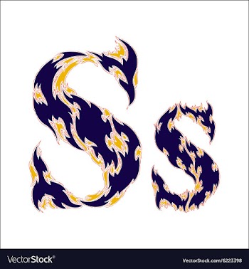 Fiery font blue letter S on a white background vector image
