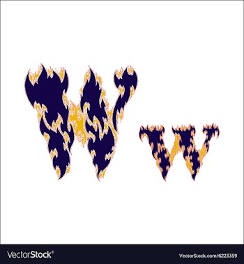 Fiery font blue letter W on a white background vector image