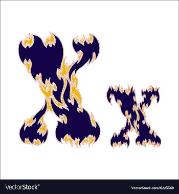 Fiery font blue letter X on a white background vector image