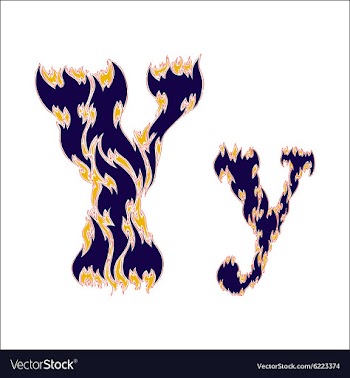 Fiery font blue letter Y on a white background vector image