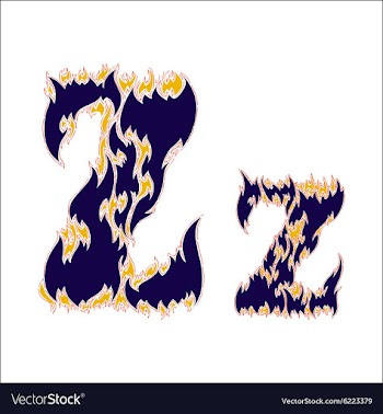 Fiery font blue letter Z on a white background vector image