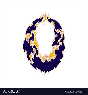 Fiery font blue number 0 on a white background vector image