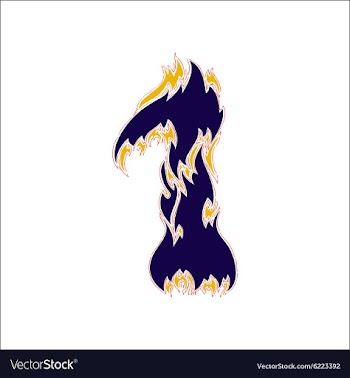 Fiery font blue number 1 on a white background vector image