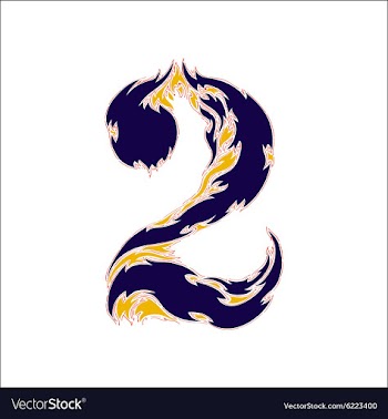 Fiery font blue number 2 on a white background vector image