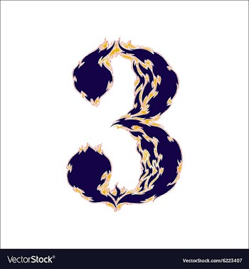 Fiery font blue number 3 on a white background vector image