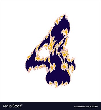 Fiery font blue number 4 on a white background vector image
