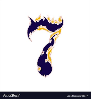 Fiery font blue number 7 on a white background vector image