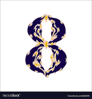 Fiery font blue number 8 on a white background vector image