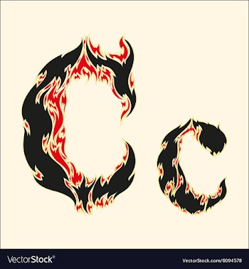 Fiery font Letter C on white vector image